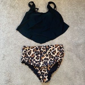 High waisted two piece bathing suit